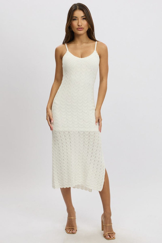 White Knit Dress Singlet Midi