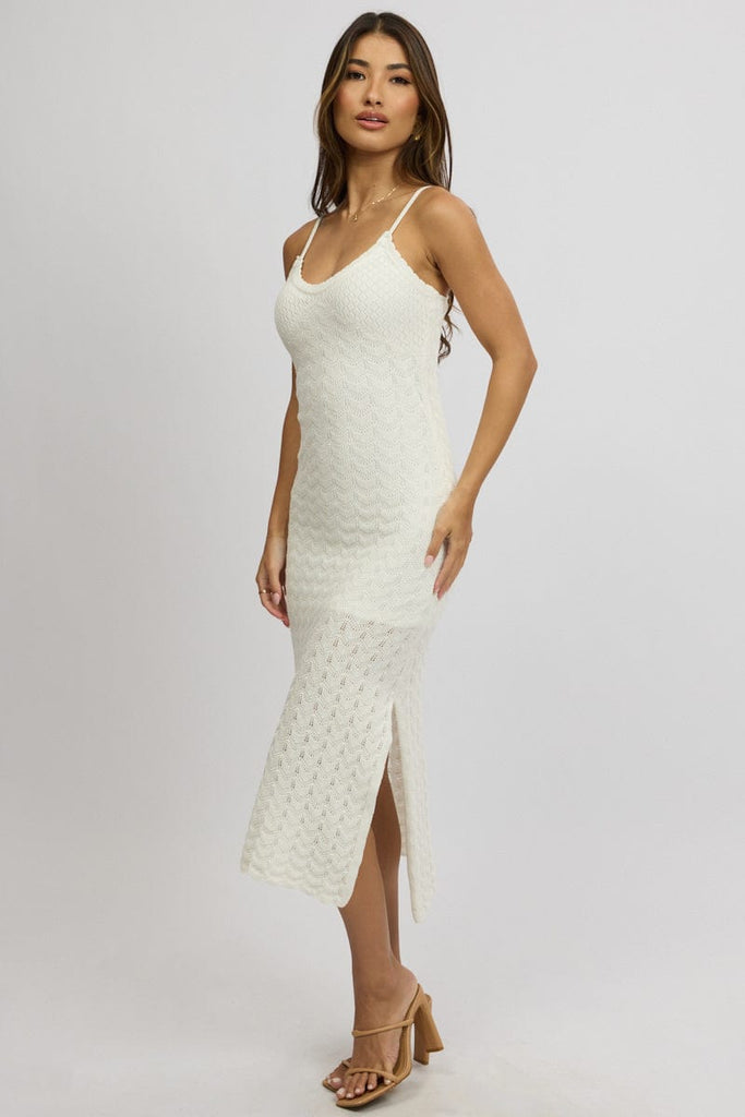 White Knit Dress Singlet Midi