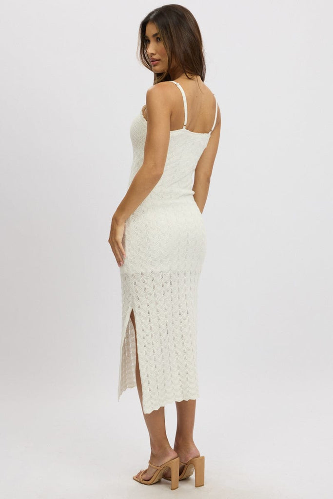 White Knit Dress Singlet Midi